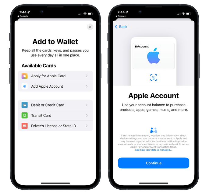 张家川苹果手机维修分享iOS 15.5钱包App如何添加 Apple 账户 